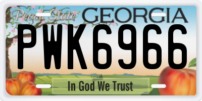 GA license plate PWK6966