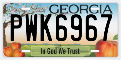 GA license plate PWK6967