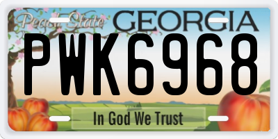 GA license plate PWK6968
