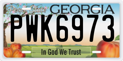 GA license plate PWK6973