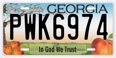 GA license plate PWK6974