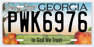 GA license plate PWK6976