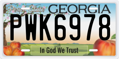 GA license plate PWK6978