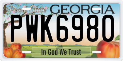 GA license plate PWK6980