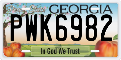 GA license plate PWK6982