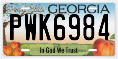 GA license plate PWK6984