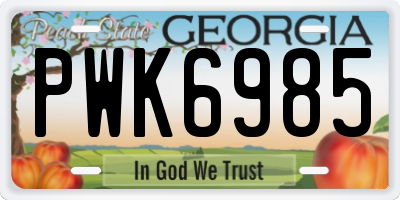 GA license plate PWK6985