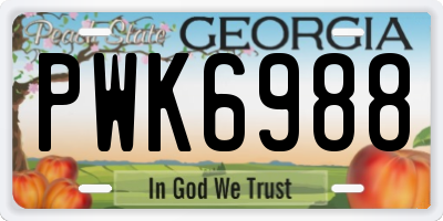 GA license plate PWK6988