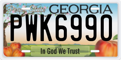 GA license plate PWK6990