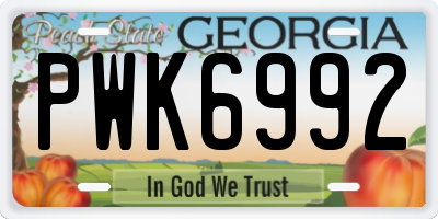 GA license plate PWK6992