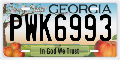GA license plate PWK6993