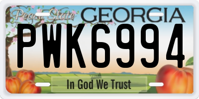 GA license plate PWK6994