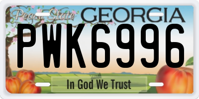 GA license plate PWK6996