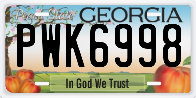 GA license plate PWK6998