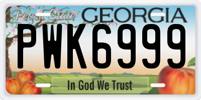GA license plate PWK6999