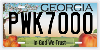 GA license plate PWK7000