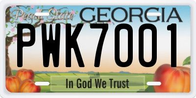 GA license plate PWK7001