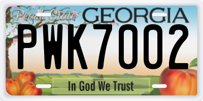 GA license plate PWK7002