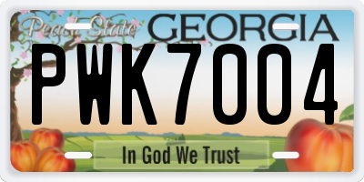 GA license plate PWK7004