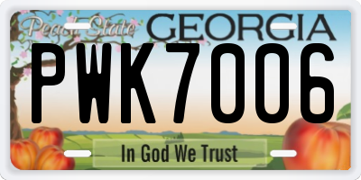 GA license plate PWK7006