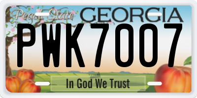 GA license plate PWK7007