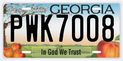 GA license plate PWK7008