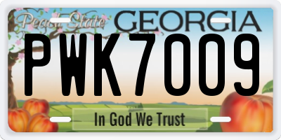 GA license plate PWK7009