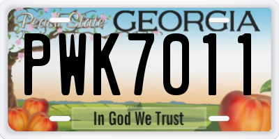 GA license plate PWK7011