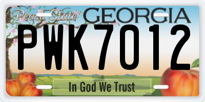 GA license plate PWK7012