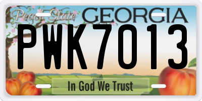 GA license plate PWK7013