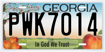 GA license plate PWK7014