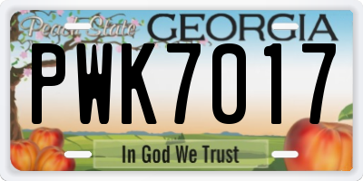 GA license plate PWK7017