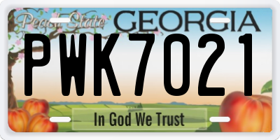 GA license plate PWK7021