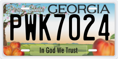 GA license plate PWK7024
