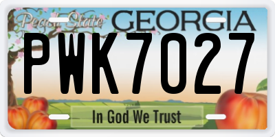 GA license plate PWK7027