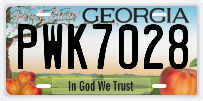 GA license plate PWK7028