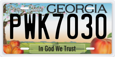 GA license plate PWK7030