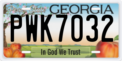 GA license plate PWK7032