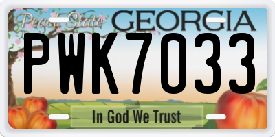 GA license plate PWK7033