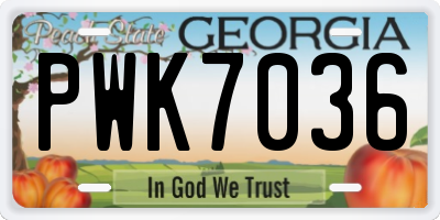 GA license plate PWK7036