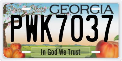 GA license plate PWK7037