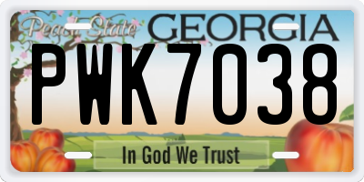 GA license plate PWK7038