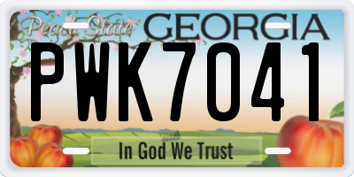 GA license plate PWK7041