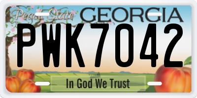 GA license plate PWK7042