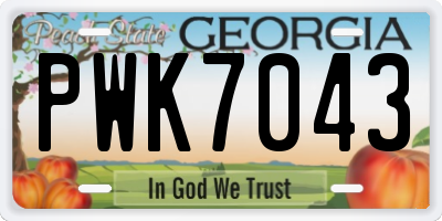 GA license plate PWK7043