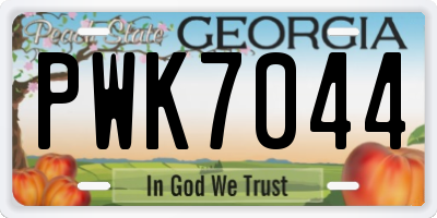 GA license plate PWK7044