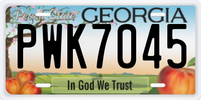 GA license plate PWK7045