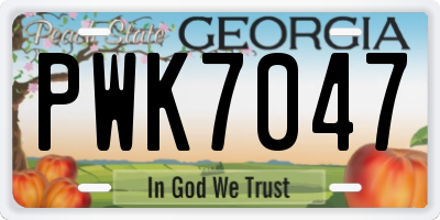 GA license plate PWK7047