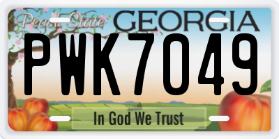 GA license plate PWK7049