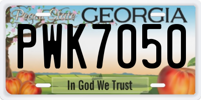 GA license plate PWK7050